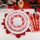 thumbnail image 1 of Mantel individual de encaje redondo rojo navideño, tejido por urdimbre, diámetro 30 cm, de fibra de poliéster., 1 of 6