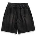 thumbnail image 4 of USNSM Mens Vintage Baggy Jean Shorts Loose Fit Long Denim Shorts Drawstring Elastic Waist Knee Length Straight Jeans with Pocket Black M, 4 of 4