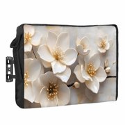 Magnolia Flower Outdoor TV Cover 40 to 43 inch Weatherproof Waterproof, Retro Flowers TV Enclosures with Remote Control Pocket Flat Screen Protector for Outside