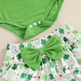 thumbnail image 5 of CAICJ98 Baby Toddler Girl Clothes Summer Outfit Romper Sets Ruffle Short Sleeve Top + Shorts + Bow Hairband 3Pcs Set Green,0-3 Months, 5 of 6