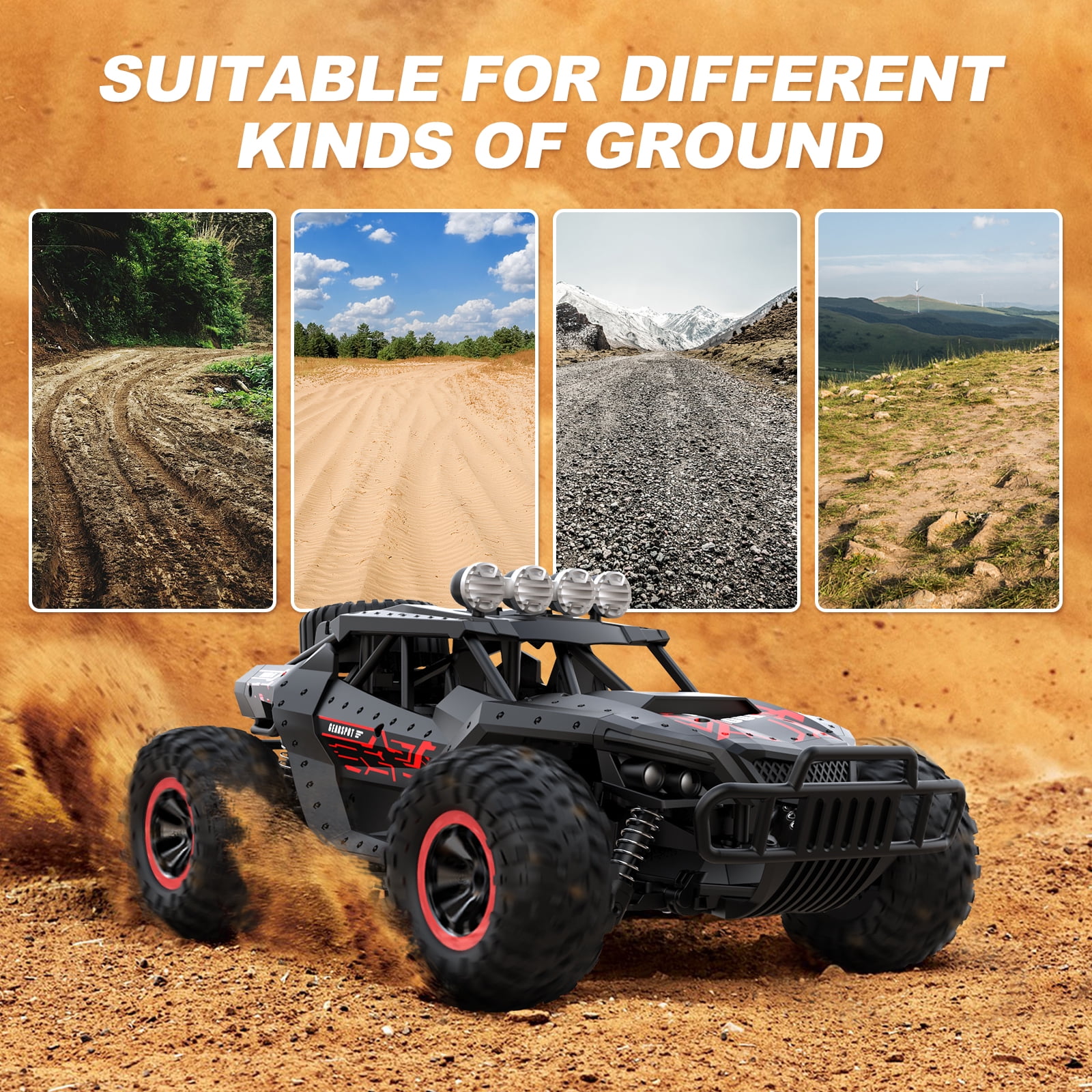 Tech RC 2WD 1:16 Remote Control Car All Terrain Off-Road RC Truck 2.4Ghz Monster Truck