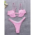 thumbnail image 5 of vera natura Women´s Swimsuit Push-up Padded Bikini Sets Solid Color Low Waist Swimwear Biquini Bathing Suit Beachwear Pink XL, 5 of 7