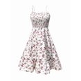 thumbnail image 2 of Floral Mini Dress Spaghetti Strap Square Neck A Line Cute Sundress Beach Summer Dresses for Women 2025 White XXL, 2 of 5