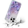 thumbnail image 6 of Compatible with iPhone 15 Plus Glitter Butterfly Case Glow in The Dark Women Girls Girly Bling Sparkle Flowing Quicksand Light up Case Soft TPU Bumper Luminous Clear Phone Cover, Purple, 6 of 12