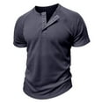 thumbnail image 3 of RYRJJ Men's Waffle Henley Shirts Raglan Short Sleeve Casual Basic Tee Summer Button Lightweight Stretch Work T Shirts(Dark Blue,M), 3 of 8