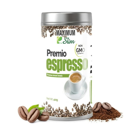 Maximum Slim Premio Espresso, Bold and Rich Espresso Flavor, 100% Arabica Beans. Premium Instant Formula, 14.1 oz