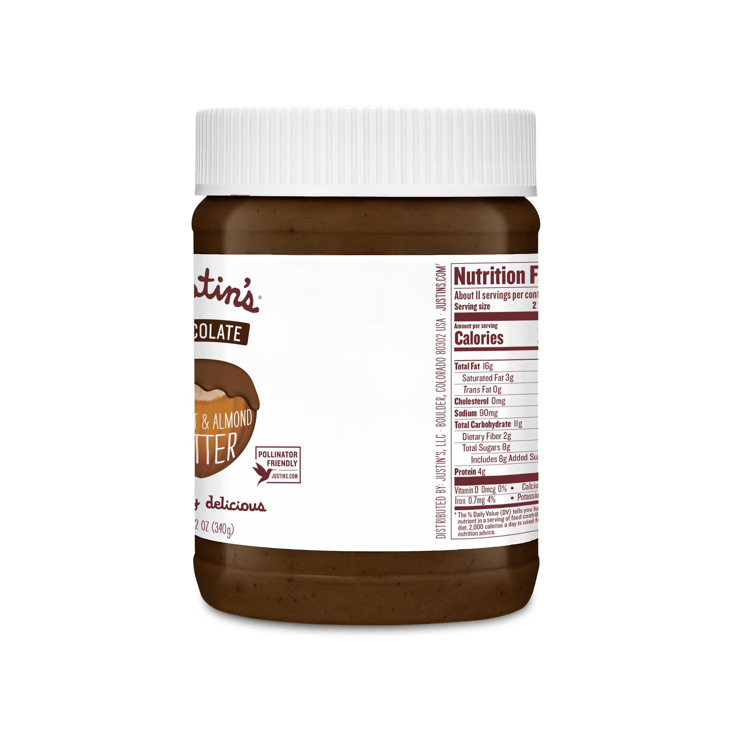 (2 pack) JUSTIN'S No Stir, Gluten-Free Chocolate Hazelnut Almond Butter, 12 oz Plastic Jar