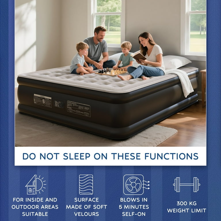 Ophanie King Air Mattress, 18-Inch Elevated Inflatable Bed with