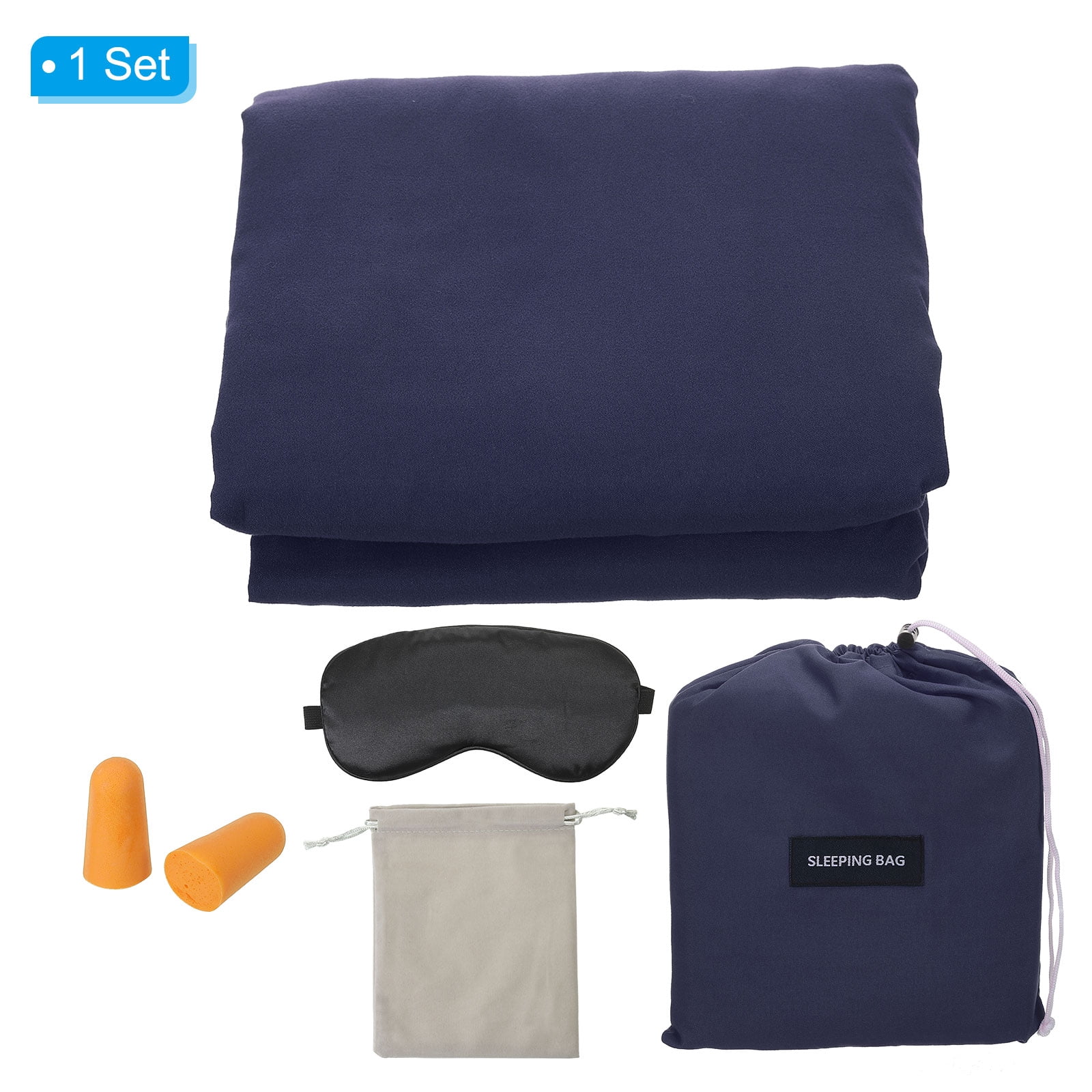 Uxcell 82.6x29 inch Sleeping Bag Liner Travel Hotel Camping Sleep Sheet Sack Set for Backpacking Navy Blue