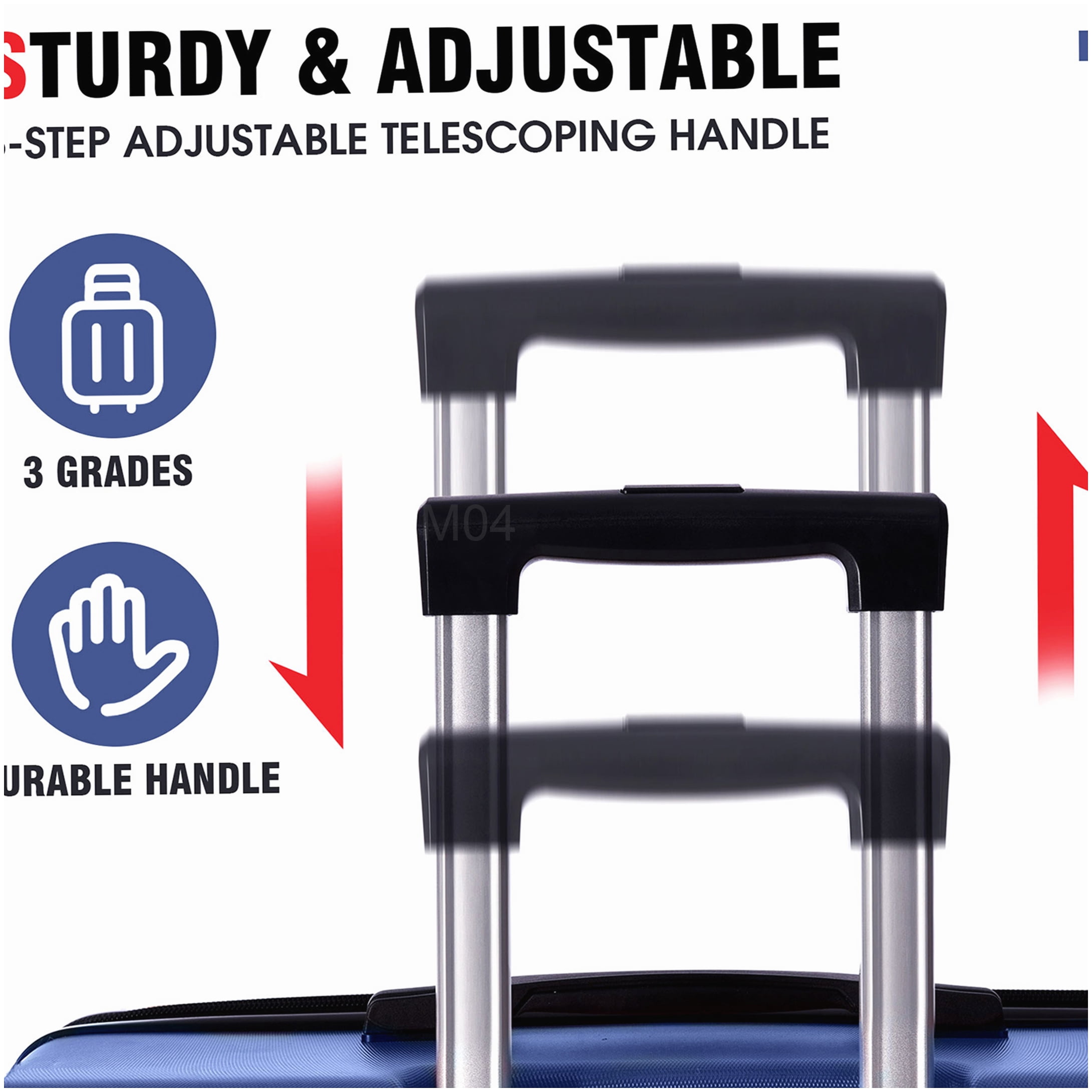 28" Blue Expandable Check-in Suitcase, Durable ABS Hardshell Luggage with TSA Lock & 8 Wheels