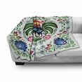 thumbnail image 3 of Folk Art Soft Flannel Fleece Throw Blanket, Traditional Folkloric Polish Wzory Lowickie with Flowers Leaves and Roosters, Cozy Plush for Indoor and Outdoor Use, 50" x 70", Multicolor, by Ambesonne, 3 of 6