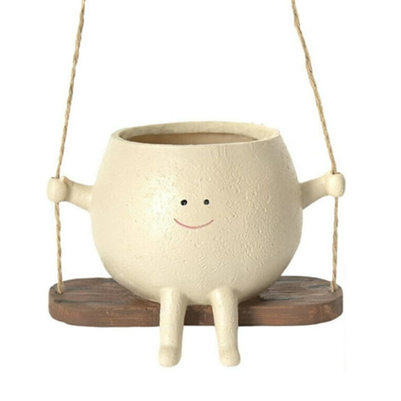 XZKING Swing Face Planter Pot, Hanging Planters for Indoor Plants, Face Planters Pots Head for Indoor, Outdoor, Swinging Plant Pot Decor, Succulent Planter, Resin Flower Pots,1 Pack