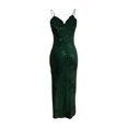 thumbnail image 3 of Gibobby Vestido sexy para fiesta Vestido halter bordado con cuentas y lentejuelas para mujer(Verde,XL), 3 of 4
