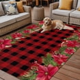 thumbnail image 2 of Fsddascl Christmas Poinsettia Outdoor Rug for Patio/Deck/Porch, Non-Slip Large Area Rug 5 x 8 Ft, Red Plaid Xmas Botanical Pine Cones Indoor Outdoor Rugs Washable Area Rugs, Camping Rug Carpet Runner, 2 of 9