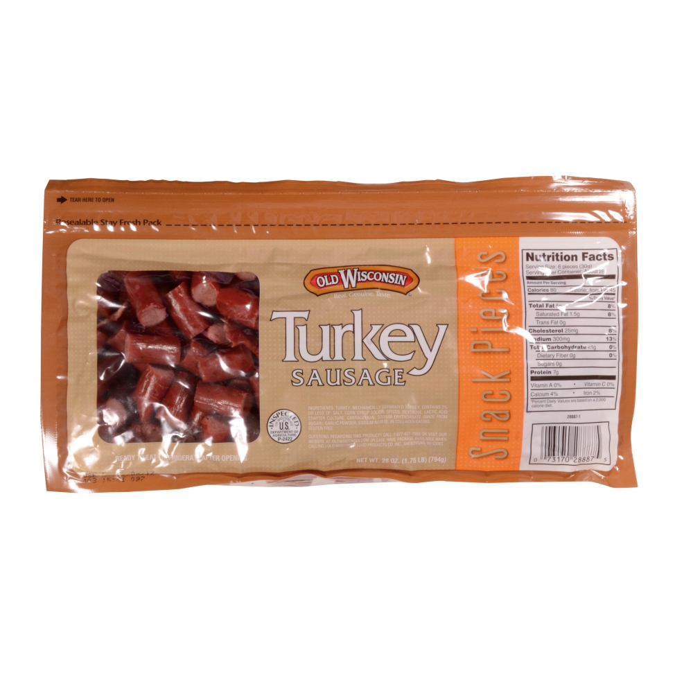 Old Wisconsin Turkey Sausage Snack Bites 28 Ounce Resealable Bag