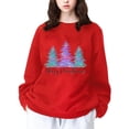 thumbnail image 1 of Gibobby Sudaderas de moda Suéter navideño informal de manga larga con hombros descubiertos y estampado de árbol de Navidad para mujer (Rojo, M), 1 of 4