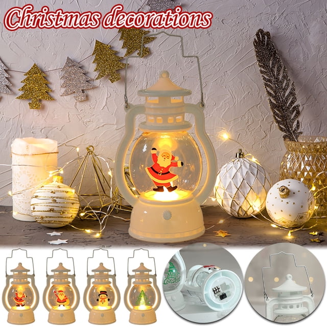 Fiudx Farol Navideño con Diseño de Luz Led, Portátil, Funciona con Pilas, Luz Blanca Cálida, Decoración Navideña de Mesa, Ideal para Interiores y Exteriores, Ambiente Festivo, Tamaño 12,6 X 7,6 Cm.