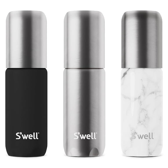 Juego de botellas de viaje S'well de aluminio ligero de 100 ml, paquete de 3