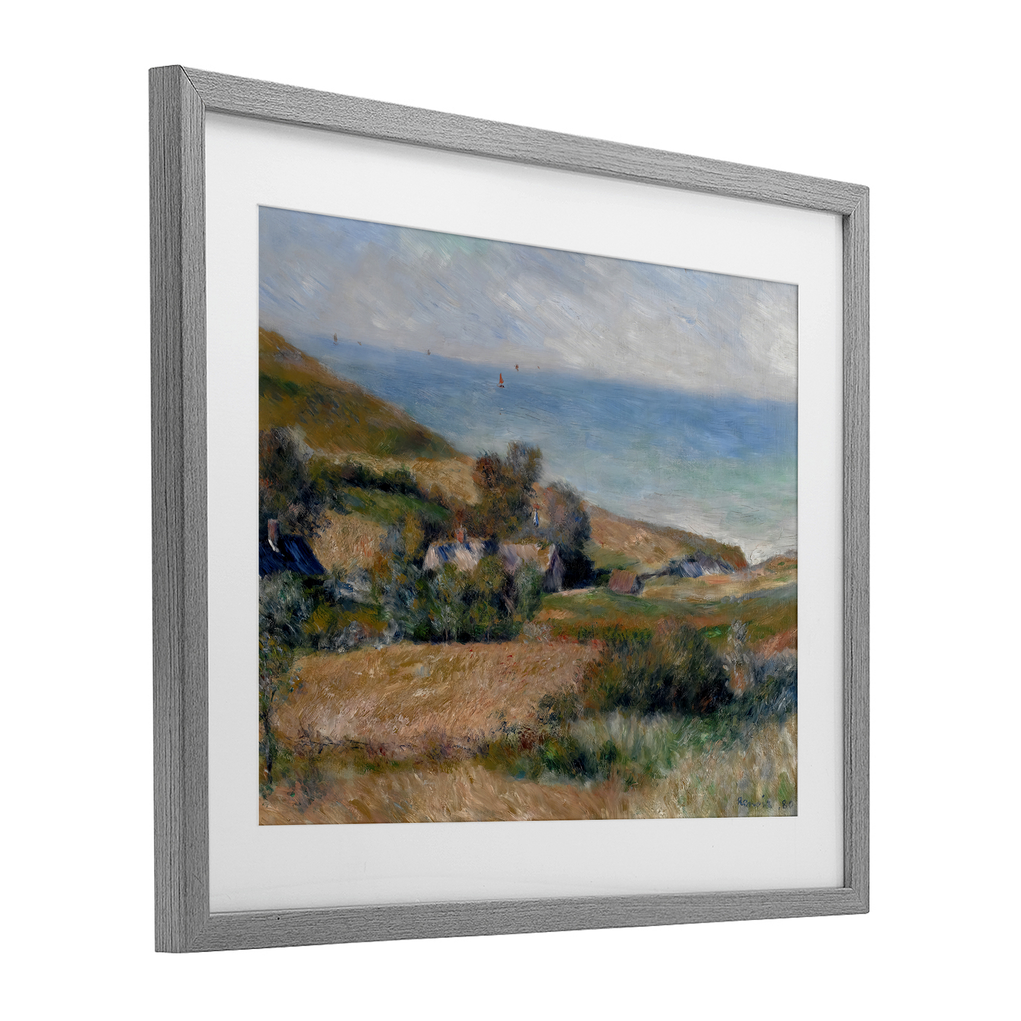 View Of The Seacoast Renoir Gray Framed Print Under Glass, design by Pierre-Auguste Renoir