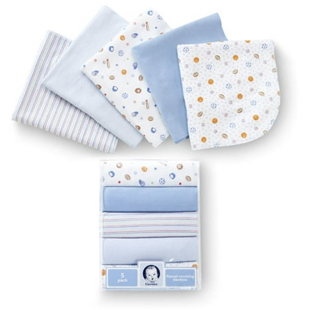 Gerber - Boy's Flannel Receiving Blankets 5-Pack