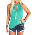 thumbnail image 4 of Camiseta Qarigey de mujer chaleco cuello halter blusa sin mangas hueca agua verde, 4 of 6