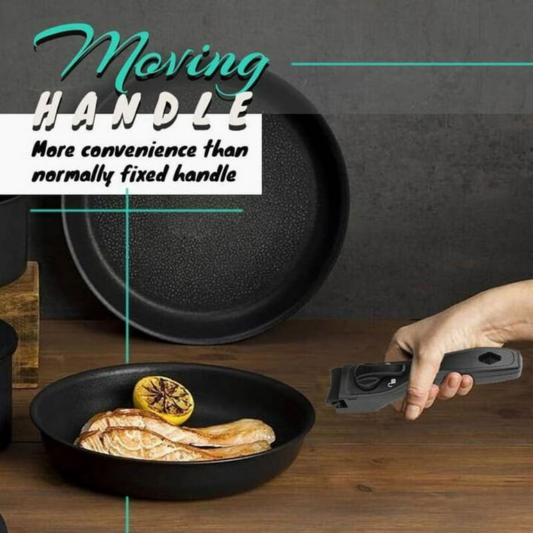 VeliToy Replacement Pot Handle Woks Clip Handle Frying Pan Stockpot  Universal Detachable Anti-Scalding Removable Handle 