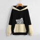 thumbnail image 2 of Sudadera ligera con cremallera Gibobby Kawaii Pullover con capucha Suelta color Block negro L, 2 of 5
