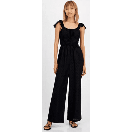 And Now This DEEP BLACK Women's Scoop-Neck Clip-Dot Jumpsuit, US Medium