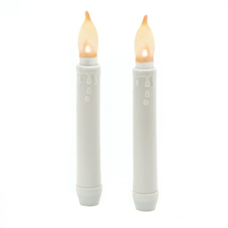 Automatic Timer LED Taper Candles - White - 6 inches - 2 (Best Flameless Candles With Timer)