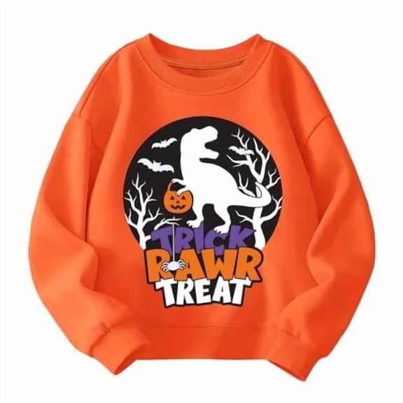 Halloween Sweatshirt For Girls Oversized Cute Graphic Crewneck Pullover Long Sleeve Tops, Soft Casual Toddler Kids Shirts Clothes Winter Outfit 1-14Y
