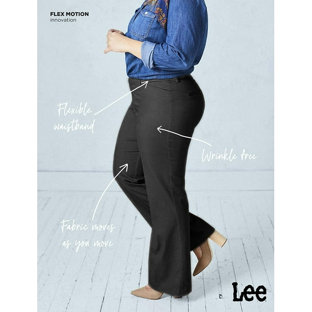 Lee Women's Drawstring Midrise Wide Leg Pant, Black, Large at