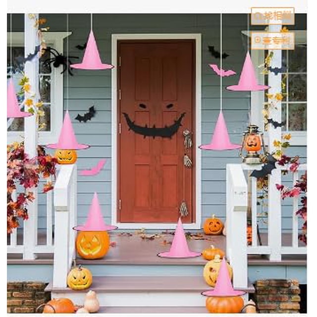 Sombrero de bruja de ballena con decoración colgante de Halloween con pegatinas de murciélagos