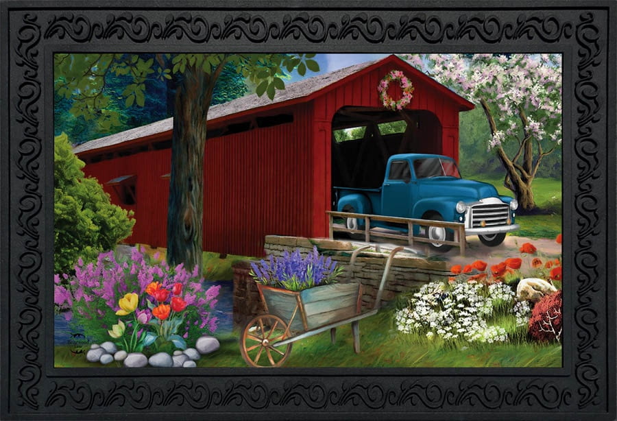 Bridge in Bloom Spring Doormat Floral Indoor Outdoor 18' x 30' Briarwood Lane