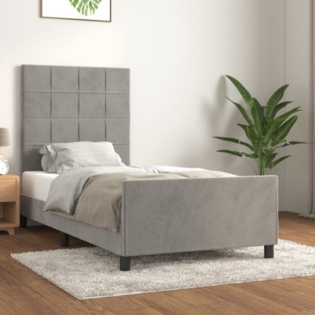 VIFERR Bed Frame with Headboard Light Gray 39.4 x74.8  Twin Velvet