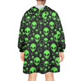 thumbnail image 2 of Wearable Blanket Hoodie,Alien Head Black Pattern Oversized Sherpa Blanket Hoodie with Super Pockets,Super Warm Fuzzy Pullover for Women & Men, 2 of 6