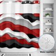 thumbnail image 2 of No Hook Shower Curtain, Red Black Ombre Shower Curtains for Bathroom with See Through Top Window, Modern Geometric Moire Abstract Art Waterproof & Washable Bath Curtain 66"x72", 2 of 9