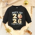 thumbnail image 2 of XAOFW Baby Bodysuit Boys Girls Long Sleeve O-Neck New Year Letter Prints Fashionable Lovely Breathable Holiday Vacation Onesie, 2 of 6