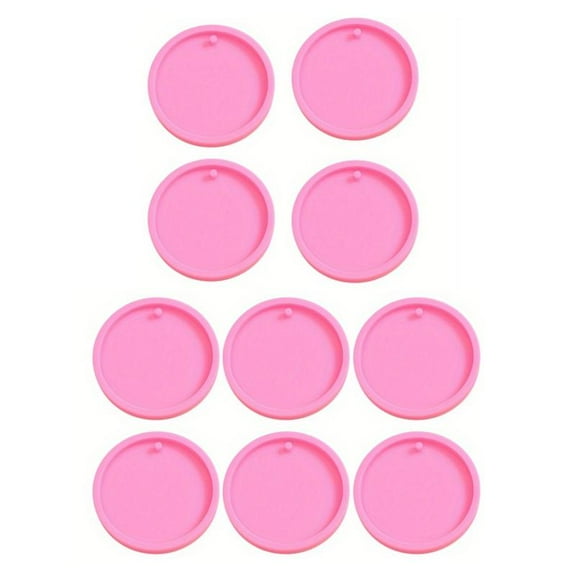 10 Pack Round Keychain Silicone Mold Flat Circle Resin Molds with Hole, Keychain Charms Epoxy Resin Molds Casting Molds for DIY Earrings, Keychain, Pet Tag, Jewelry Making, Crafts Making (1.96 inch)