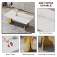 thumbnail image 2 of Sumdeal Luxury Faux Marble Dining Table for 6, 71" Rectangular Kitchen Table with Polished Golden Pedestal Base for 4-8 People in Kitchen Dining Room, 2 of 6