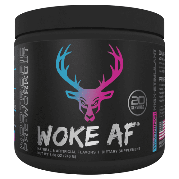 Bucked Up Woke AF Pre-Workout Powder, Increased Energy, Miami, 333mg Caffeine, 20 Servings