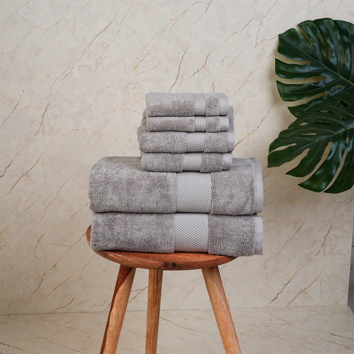 Micro Cotton Farm to Home Solid Color Bath Towel Sets 6 Count