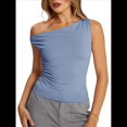 thumbnail image 2 of Tops de Verano con Hombros Descubiertos para Mujer, Camisetas para Salir, Top Corto Sin Mangas, Ropa de Moda, Conjuntos de 2025 Azul Mar M, 2 of 9