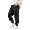 thumbnail image 4 of Boys' Denim Jogger Jeans, Solid Color Elastic Waist Cuffed Design, Functional Side Pockets, Loose Fit Daily Wear, Kids 2‑13 Years, Boys' Jeans Black 9-10 Years, 4 of 6