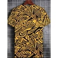 thumbnail image 3 of Men's T-shirt for restaurant use in a black and gold color scheme with durable fabrics for a comfortable fit with fine tribal motifs, 3 of 6