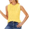 thumbnail image 1 of Camiseta sin mangas de cuello redondo de Color sólido de verano para mujer, camiseta de encaje hueco Pompotops lopia994793, 1 of 9