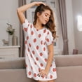 thumbnail image 3 of Vsdgher Motif Fraise Chemise de Nuit à Manches Courtes Col Rond Mignonne Robe de Nuit Confortable, 3 of 6