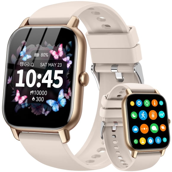 Reloj inteligente Mindimp de 1.85 pulgadas, pantalla HD, Bluetooth, IP68, dorado