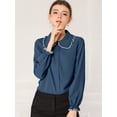 thumbnail image 2 of INSPIRE CHIC Women's Sweet Ruffle Peter Pan Collar Button Up Work Shirts, 2 of 6