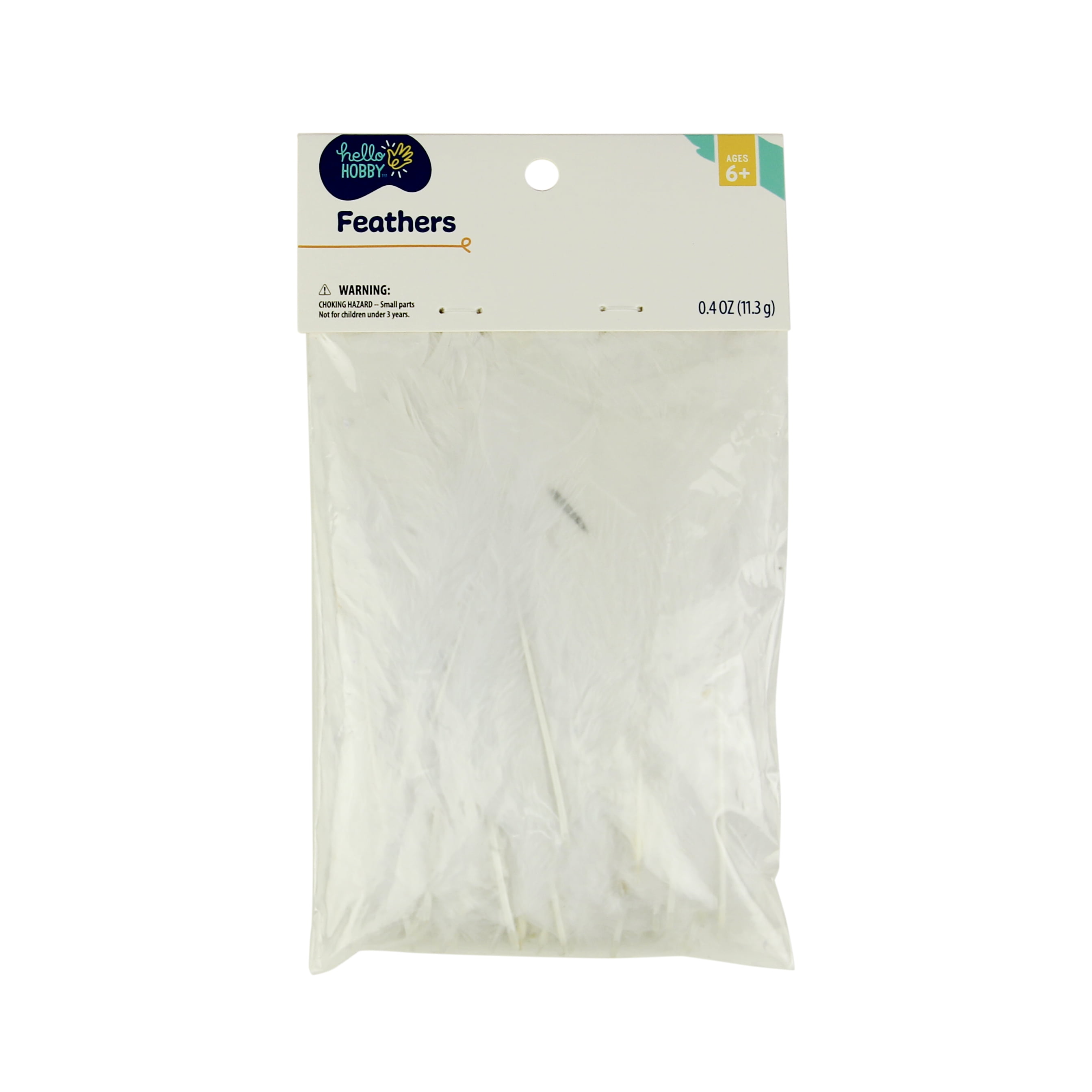 Baker Ross ET325 White Feathers - Bag of 20g, for Kids to Decorate, Arts and Crafts