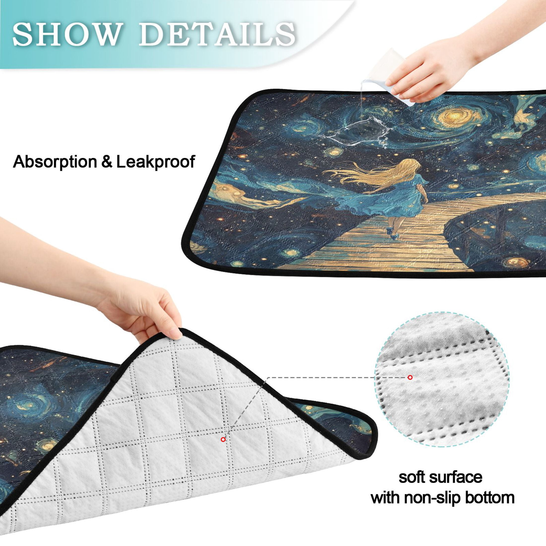 Qxltty Endless Wooden Bridge Cat litter Pads Pet Set of 3 Diaper Mats Center Anti-leakage Layer Absorbent Soft and Comfortable